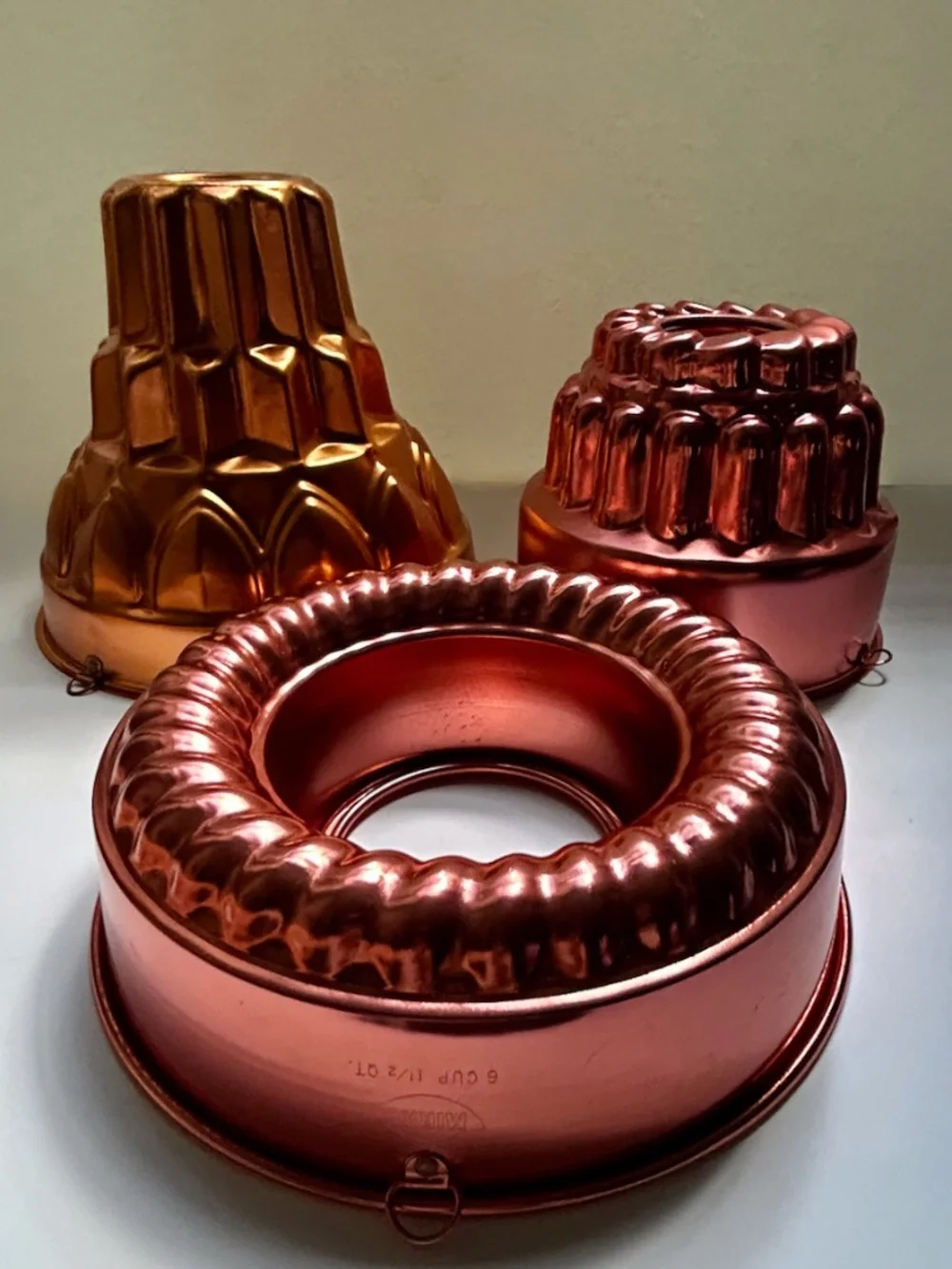 Vintage Set of 3 Copper Toned Aluminum Molds